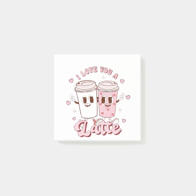I Love a Latte Groovy Bubble Tea Valentine Lovers  Post-it Notes (Front)