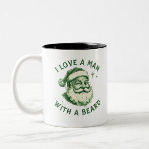 I Love A Man With A Beard Digital Art Design Two-Tone Coffee Mug