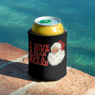 I Love A Man With A Beard Santa Christmas Holiday Can Cooler