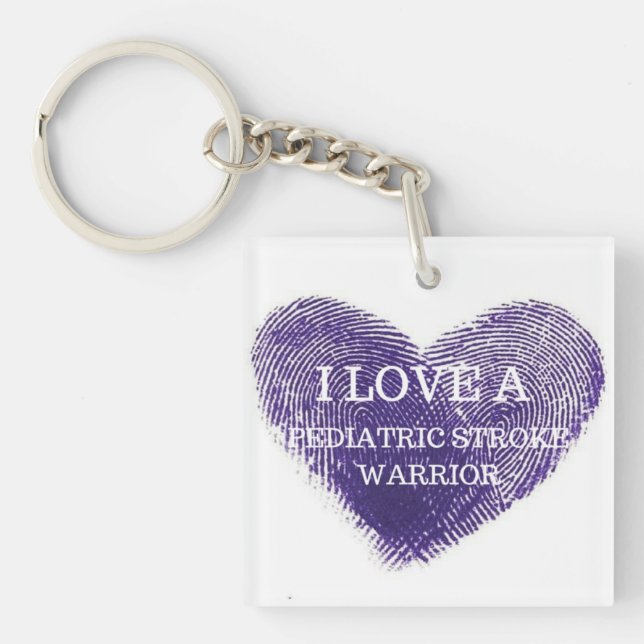 I love a pediatric stroke warrior keychain (Front)
