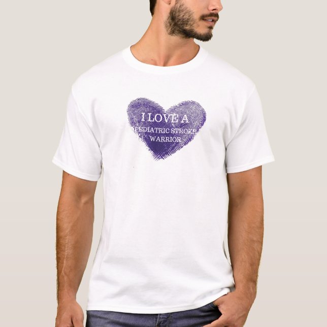 I love a pediatric stroke warrior men's t-shirt (Front)