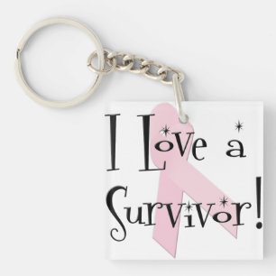 I Love A Survivor Breast Cancer Awareness Keychain