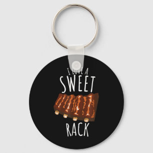 I Love A Sweet Rack Funny Bbq Grilling Ribs Keychain