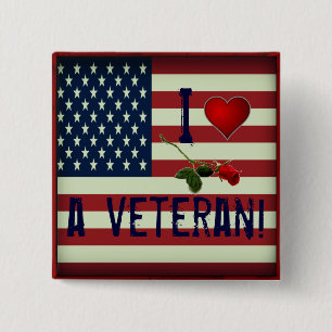 I Love a Veteran Button