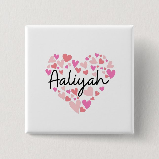 I love Aaliyah 2 Inch Square Button (Front)