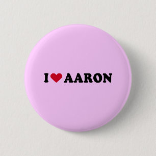 I LOVE AARON 2 INCH ROUND BUTTON