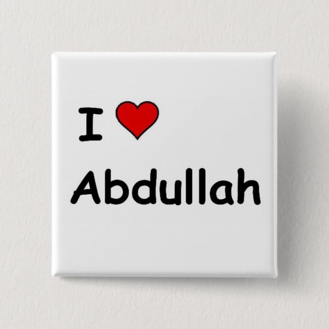 I Love Abdullah 2 Inch Square Button (Front)