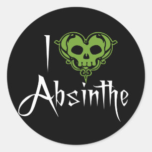I Love Absinthe Classic Round Sticker
