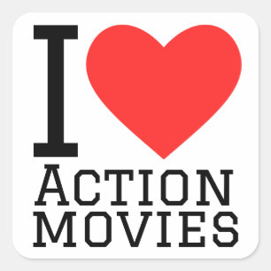 I love action movies  square sticker