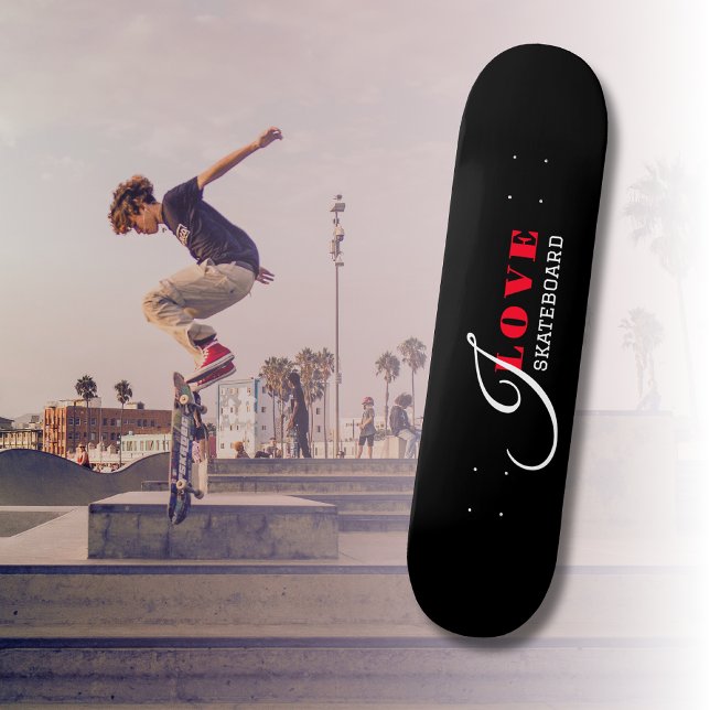 I love ( add your text) Black Valentine Gift Skateboard (Creator Uploaded)