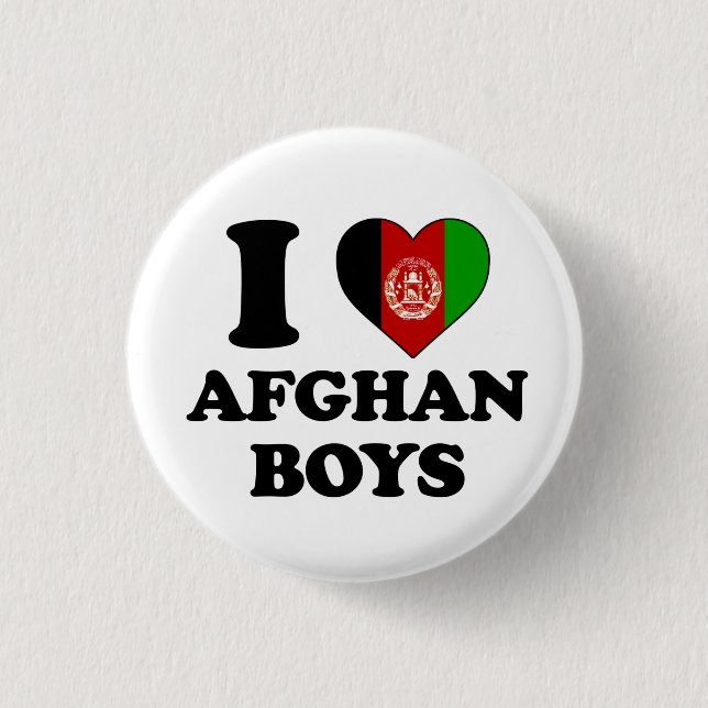 I love Afghan Boys 1 Inch Round Button (Front)