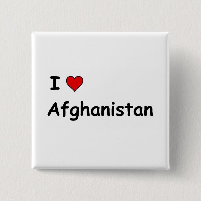 I Love Afghanistan 2 Inch Square Button (Front)