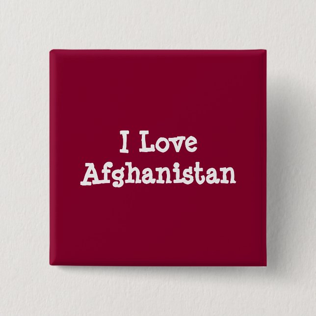 I Love Afghanistan 2 Inch Square Button (Front)