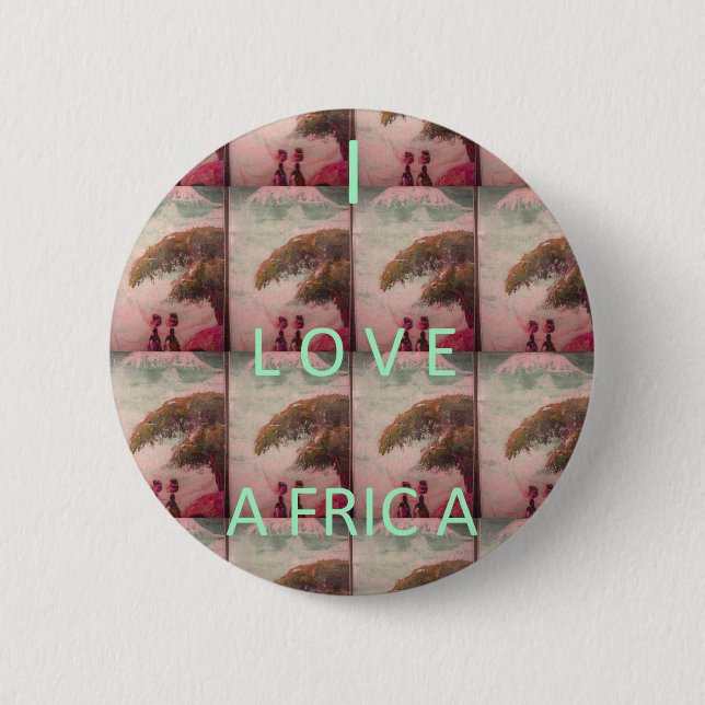 I Love Africa – Cultural Landscape Pattern 2 Inch Round Button (Front)