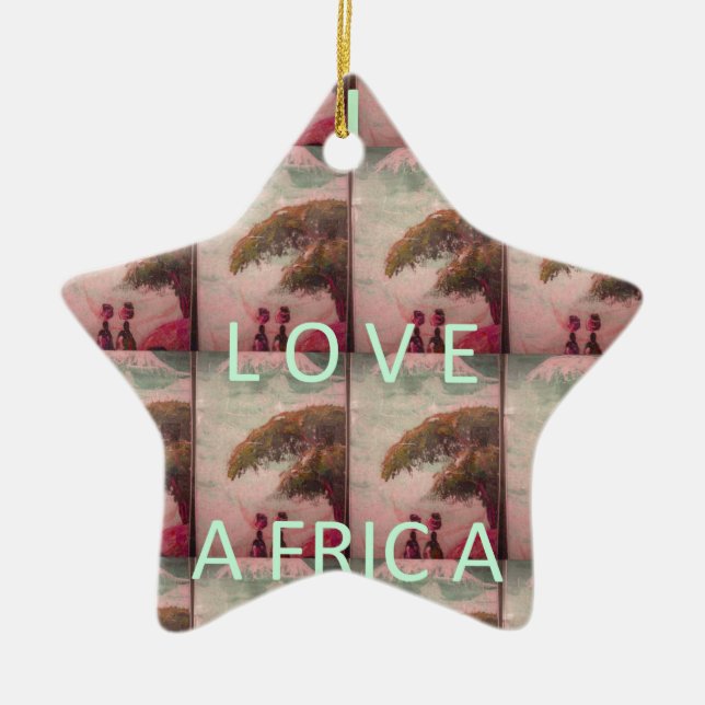 I Love Africa – Cultural Landscape Pattern Ceramic Ornament (Front)