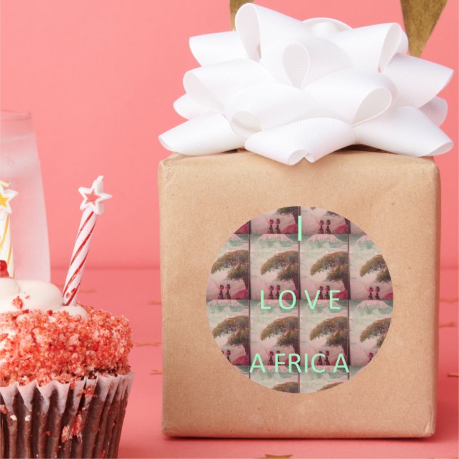 I Love Africa – Cultural Landscape Pattern Classic Round Sticker (Party)