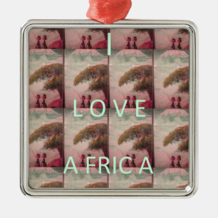 I Love Africa – Cultural Landscape Pattern Metal Ornament