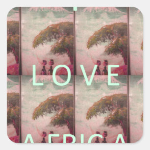 I Love Africa – Cultural Landscape Pattern Square Sticker