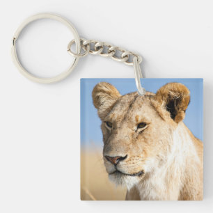 I love Africa Portrait of a lioness photo Keychain