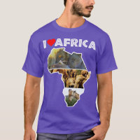 I Love Africa Wildlife Map Collage T-Shirt