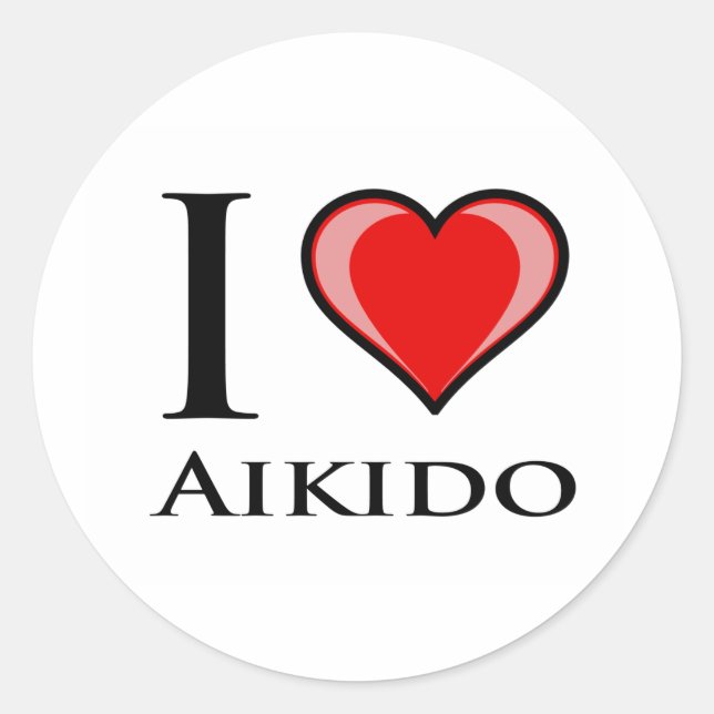 I Love Aikido Classic Round Sticker (Front)