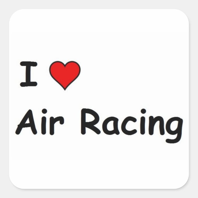 I Love Air Racing Square Sticker (Front)