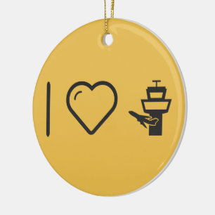 I Love Air Traffic Controls Ceramic Ornament