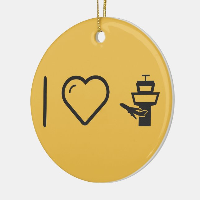 I Love Air Traffic Controls Ceramic Ornament (Left)