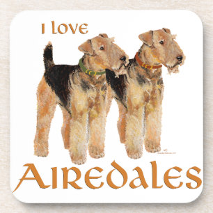 I Love Airedales Coaster