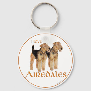 I Love Airedales Keychain