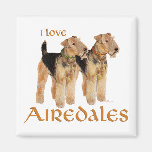 I Love Airedales Magnet