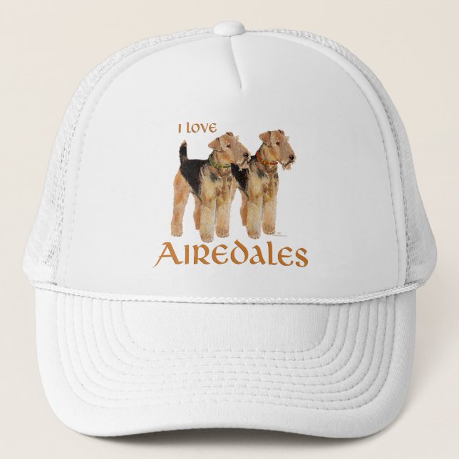 I Love Airedales Trucker Hat (Front)