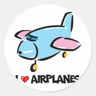 I Love Airplanes Classic Round Sticker