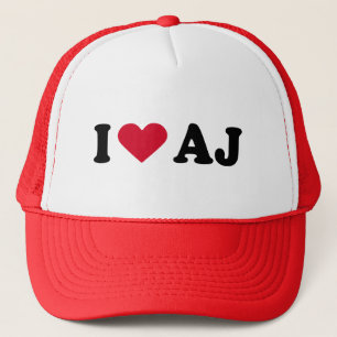 I LOVE AJ TRUCKER HAT