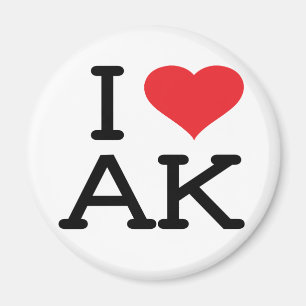 I Love AK - Heart - Round Magnet