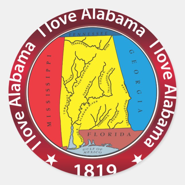 I love Alabama Classic Round Sticker (Front)
