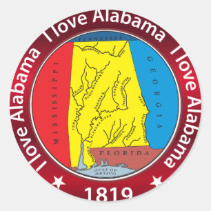 I love Alabama Classic Round Sticker