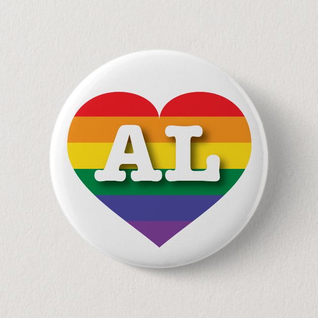 I Love Alabama Rainbow Heart 2 Inch Round Button (Front)