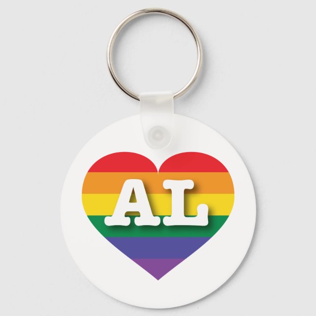 I Love Alabama Rainbow Heart Keychain (Front)