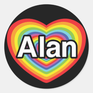 I love Alan, rainbow heart Classic Round Sticker