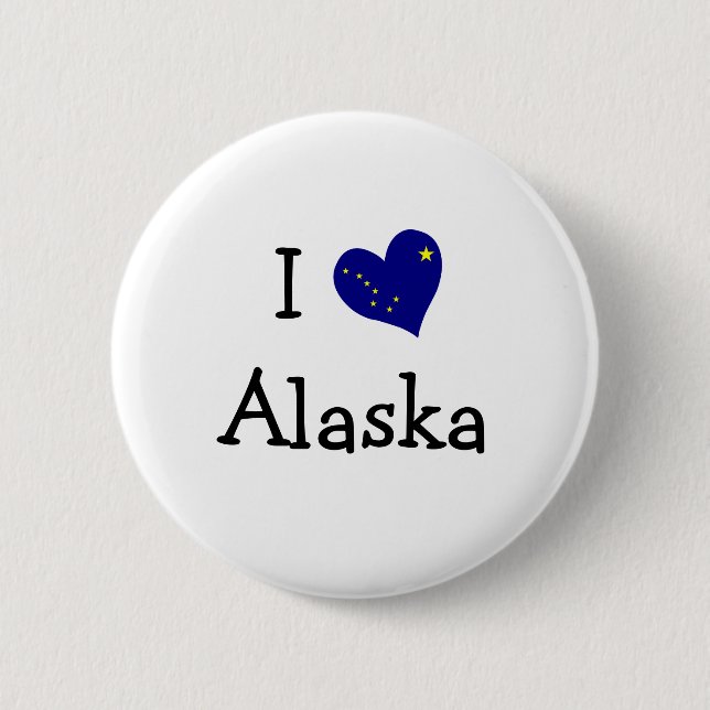 I Love Alaska 2 Inch Round Button (Front)
