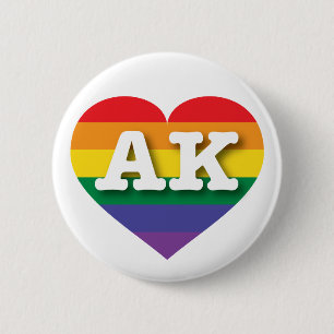 I Love Alaska Rainbow Heart 2 Inch Round Button