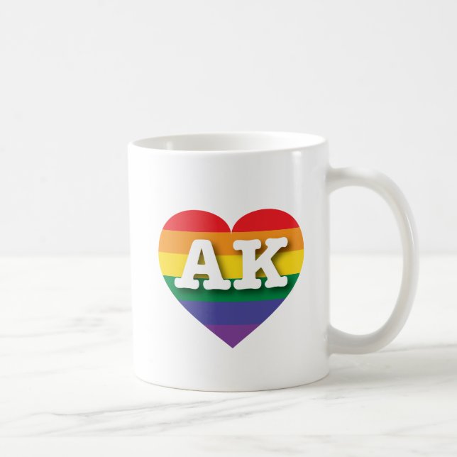 I Love Alaska Rainbow Heart Coffee Mug (Right)
