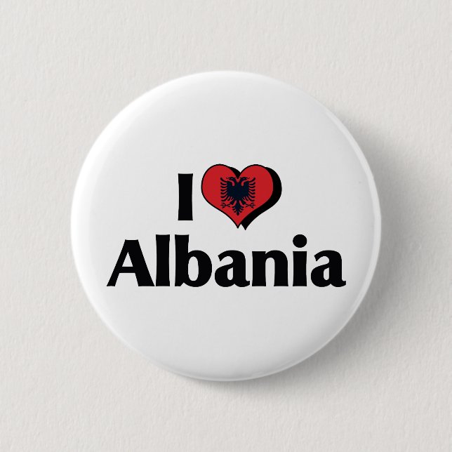 I Love Albania Flag 2 Inch Round Button (Front)