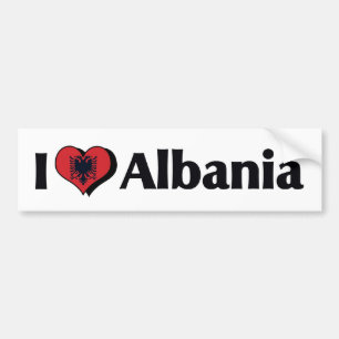 I Love Albania Flag Bumper Sticker