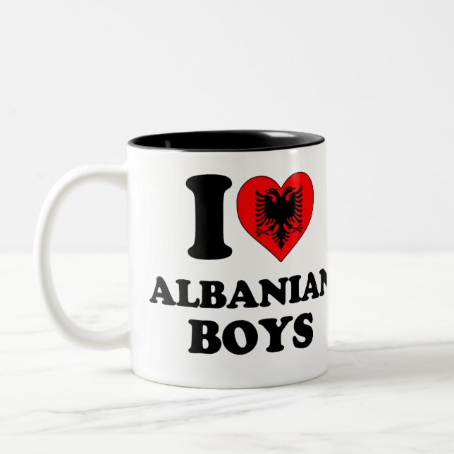I love Albanian Boys Two-Tone Coffee Mug (Left)