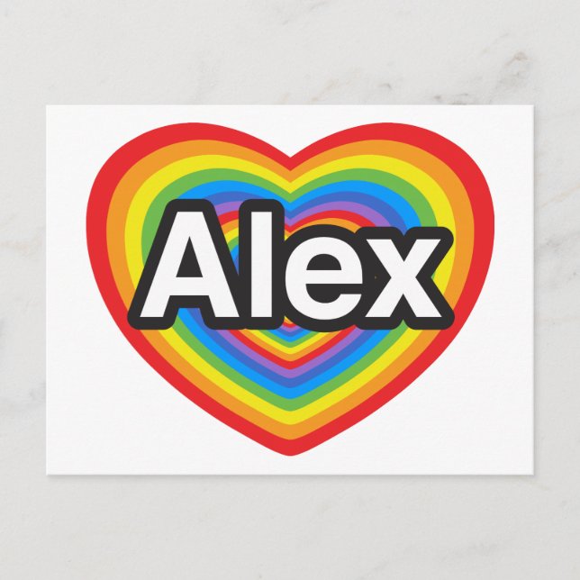 I love Alex. I love you Alex. Heart Postcard (Front)