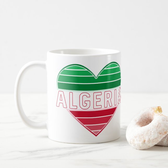 I Love Algeria, Algerian Heart Coffee Mug (With Donut)