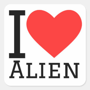 I love alien square sticker