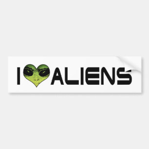 I Love Aliens Bumper Sticker